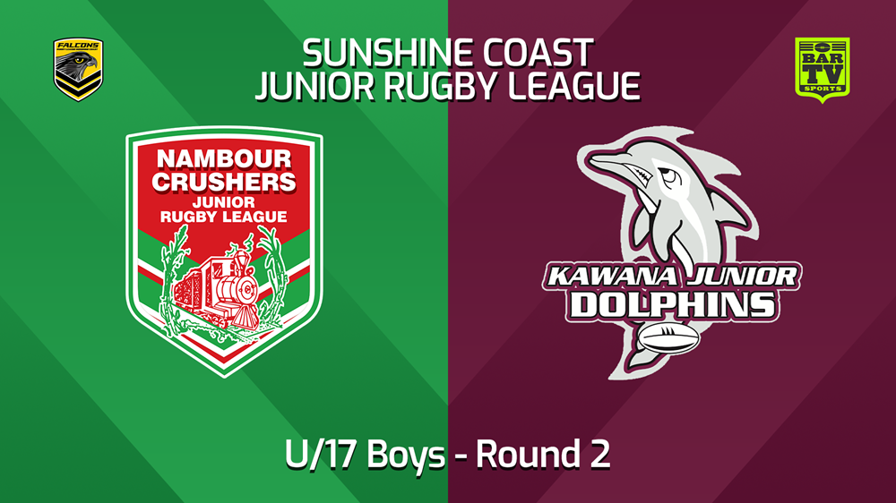 240323-Sunshine Coast Junior Rugby League Round 2 - U17 Boys - Nambour Crushers JRL v Kawana Dolphins JRL Slate Image