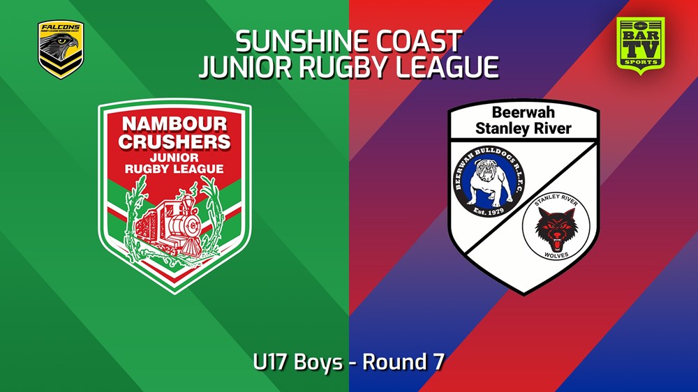 240511-video-Sunshine Coast Junior Rugby League Round 7 - U17 Boys - Nambour Crushers JRL v Beerwah/Stanley River JRL Slate Image